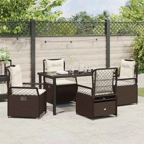 Conjunto de Jantar de Jardim 5 Peças em Rattan Sintético Castanho