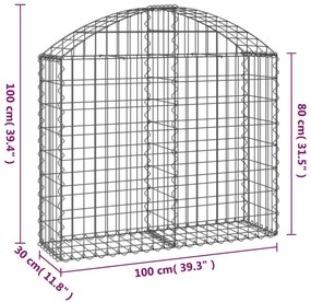 Cesto gabião arqueado 100x30x80/100 cm ferro galvanizado