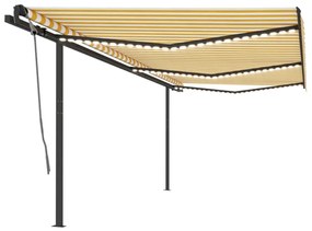 Toldo autom. c/ LED e sensor de vento 6x3,5 m amarelo e branco