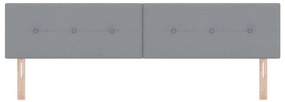 Cabeceira LED cinza claro estofada com botões de 100 cm