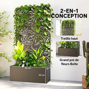 Floreira com treliça 90 x 35 x 180 cm, floreira com proteção contra olhares curiosos, para plantas trepadeiras, metal, preta