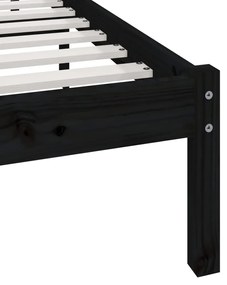 Estrutura de cama 140x190 cm madeira de pinho maciça preto