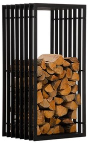 Suporte para lenha Irving em aço inoxidável 50 x 100 x 40 cm Preto