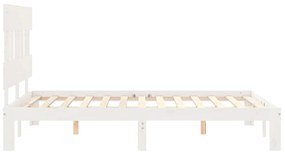 Cama sem colchão 140x200 cm madeira de pinho maciça branco