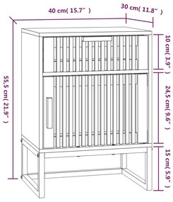 Mesa de cabeceira 40x30x55,5 cm derivados madeira/ferro branco