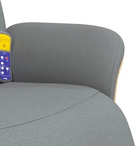 Cadeira massagens reclinável c/ apoio de pés tecido cinza-claro