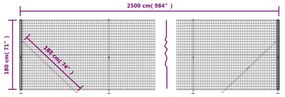 Cerca de malha de arame com flange 1,8x25 m verde