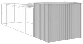Casota cães c/ parque 214x661x181 cm aço galvaniz. cinza-claro
