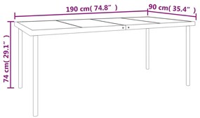 7 pcs conjunto de jantar para jardim aço e textilene preto