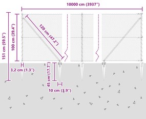 Cerca Hexagonal vidaXL 1x100 m Aço Galvanizado