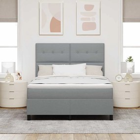 Cama Box com Colchão Cinza Claro 140x200 cm Tecido