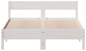 Cama sem colchão 140x200 cm madeira de pinho maciça branco