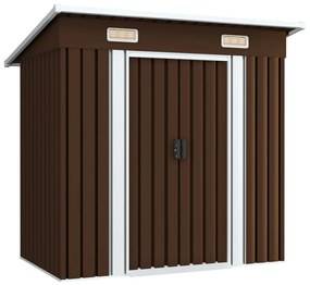 47027 vidaXL Abrigo de jardim 194x121x181 cm aço castanho