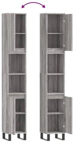 Armário de Casa de Banho 30x30x190 cm derivados de madeira cinzento so