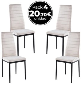 Pack 4 Cadeiras Lauter Veludo - Beige