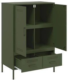 Móvel alto 68x39x101,5 cm aço laminado a frio verde-azeitona
