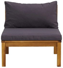 3 pcs conj. lounge de jardim c/ almofadões cinza-escuro acácia