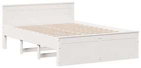 Cama sem colchão com cabeceira 140x200 cm pinho maciço branco