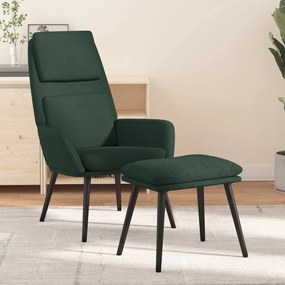 3097773 vidaXL Cadeira de descanso com banco tecido verde-escuro