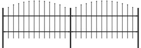 Cerca de jardim com topo em lanças (0,75-1)x3,4 m aço preto