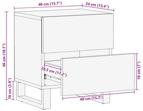 Mesas de cabeceira 2 pcs 40x34x46 cm mangueira áspera maciça