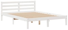 Cama com estante sem colchão 140x200 cm pinho maciço branco