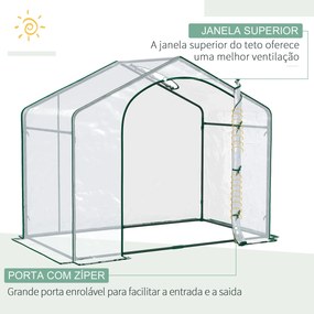 Outsunny Estufa Transparente de Jardim 180x100x168 cm Estufa de Jardim com Porta Enrolável e Estrutura de Aço Transparente