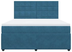 Cama com molas/colchão 180x200 cm veludo azul-escuro