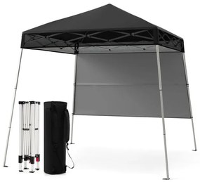 Tenda dobrável com dossel e 1 parede lateral, fácil instalação, abrigo para gazebo ao ar livre - cinza