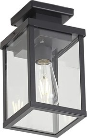 Plafon de exterior moderno preto com sensor de movimento e crepuscular IP44 - Rotterdam