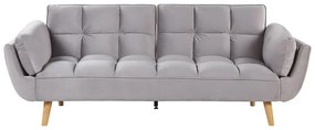 Sofá-cama em veludo cinzento claro ASBY Beliani