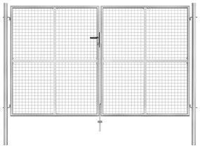 Portão de jardim em aço galvanizado 306x200 cm prateado