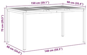 Mesa de Jantar 150x90x75 cm Madeira Sólida de Teca