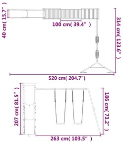 Conjunto de brincar p/ exterior madeira de pinho maciça