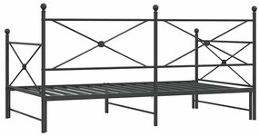 Cama de dia com gavetão sem colchão 100x190 cm aço preto