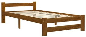 Estrutura de cama 100x200 cm madeira pinho maciço castanho mel