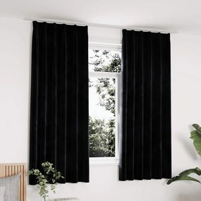 Cortinas blackout com ganchos 2 pcs 140x175 cm veludo preto