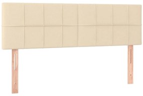 Cama box spring c/ colchão e LED 140x190 cm tecido cor creme