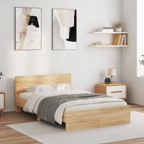 vidaXL Estrutura de cama com cabeceira 120x190 cm carvalho sonoma