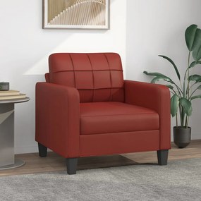 vidaXL Poltrona 60 cm couro artificial vermelho tinto