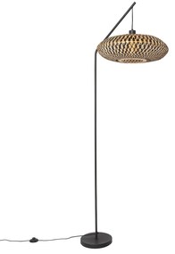 Candeeiro de pé oriental preto bambu - Ostrava Oriental