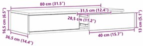 gavetas de cama vidaXL Carvalho Sonoma 80x36,5x16,5 cm Madeira Engenha