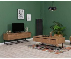 Conjunto de Mobiliário de Sala de Estar Laxus – Nogueira/Preto – Unida