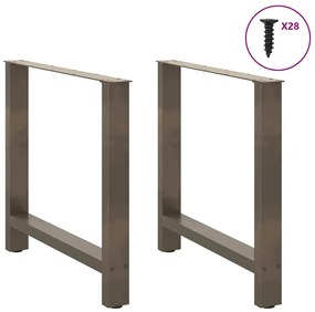 Pés para mesa de jantar em aço natural, 2 peças, 70x(72-73) cm, aço