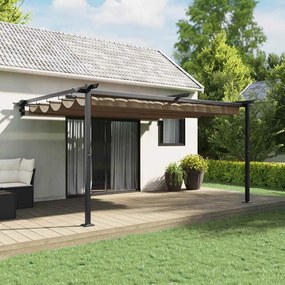 vidaXL Gazebo Montado na Parede Cinzento-acastanhado 3 x 4 m Aço