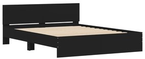 Estrutura de cama com cabeceira 140x200 cm preto