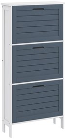 HOMCOM Sapateira Estreita Armário para Sapatos Alto com 3 Compartimentos para 6 Pares de Sapatos 53x18x108,5 cm Cinza e Branco