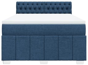 Cama com molas/colchão 160x200 cm tecido azul