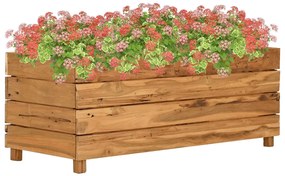 Vaso/floreira 100x40x38 cm madeira de teca reciclada e aço
