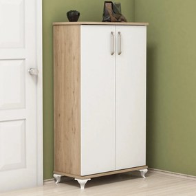 Sapateira Ari – Nogueira e Branco – 72x120x32,5 cm